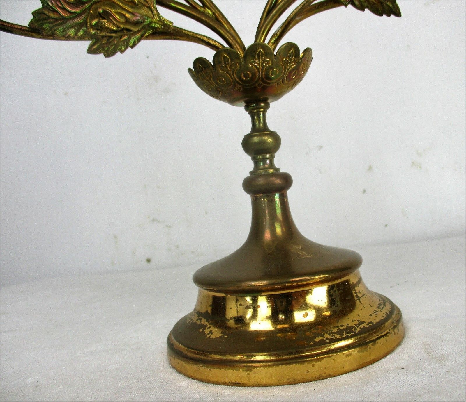 Brass Hollywood Regency Floral Candle Holder Candelabra 4 Arm Karlsbader Planter photo 260.0