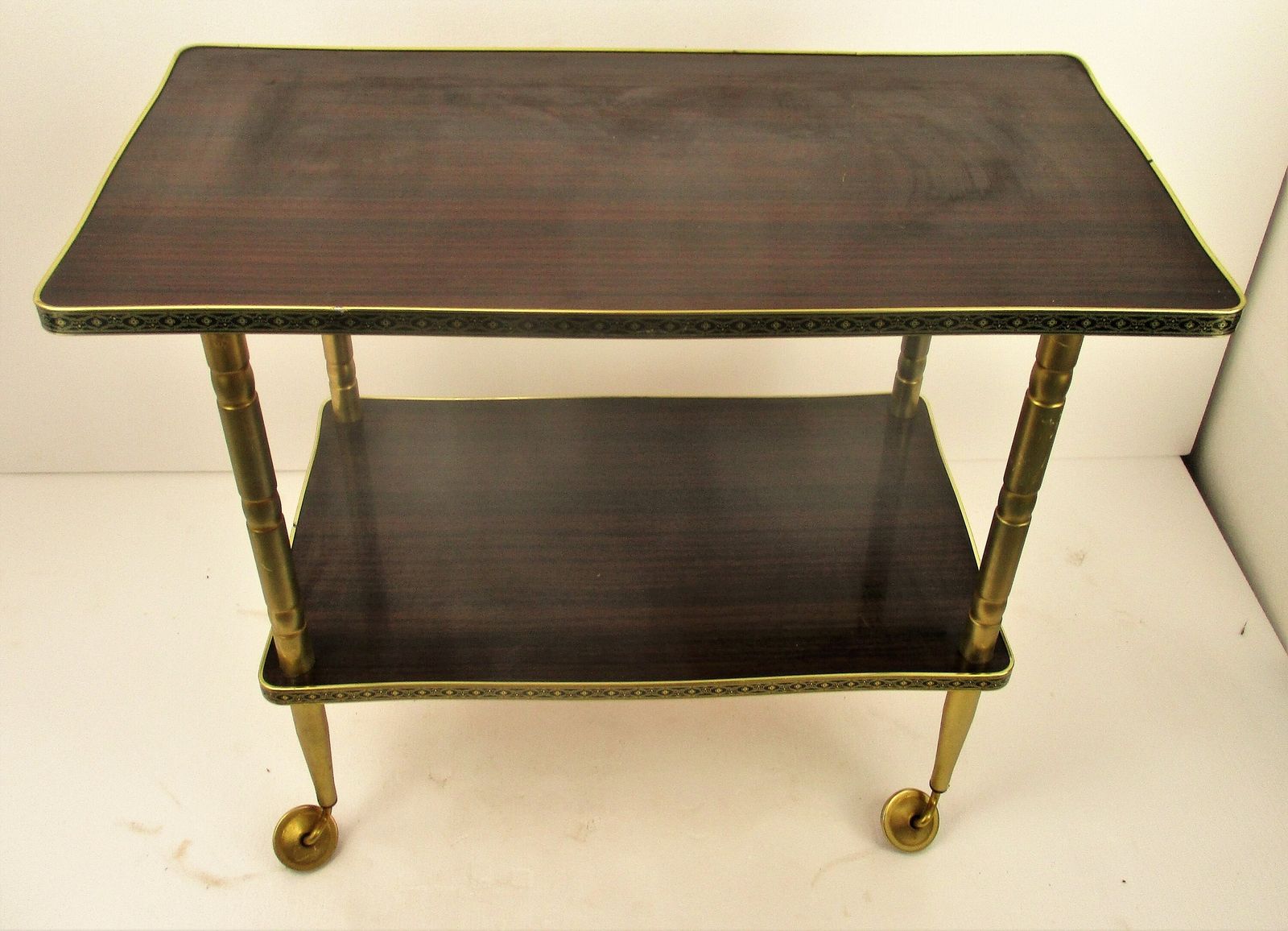 Bar Cocktail Tea Entertainment Cart Trolley Kitchen Island Veneer Retro Barware photo for sale