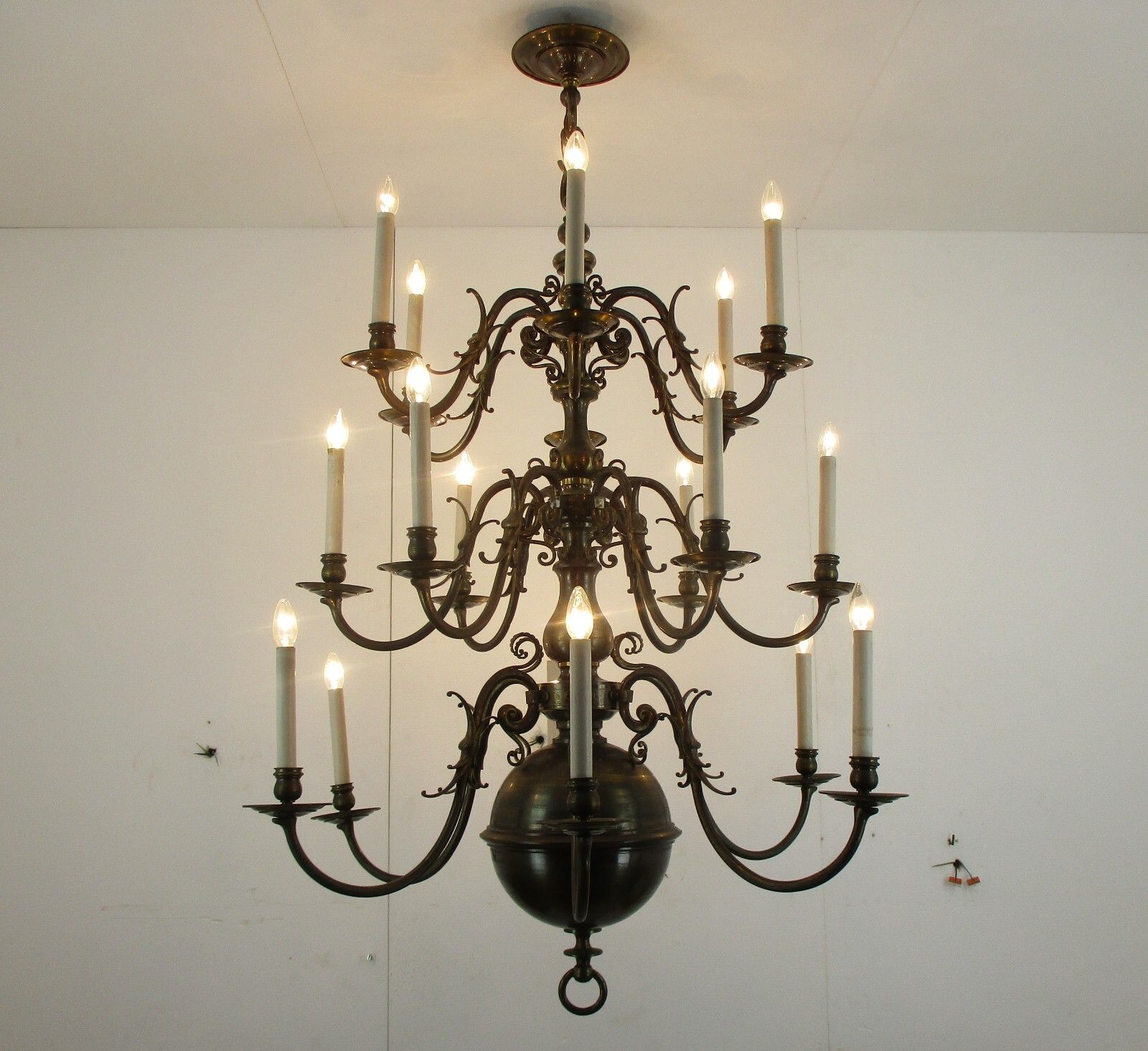 Huge  3 Tier Flemish Dutch Chandelier 18 Arms Lights Brass Bronze Ducks Wow photo Lighting