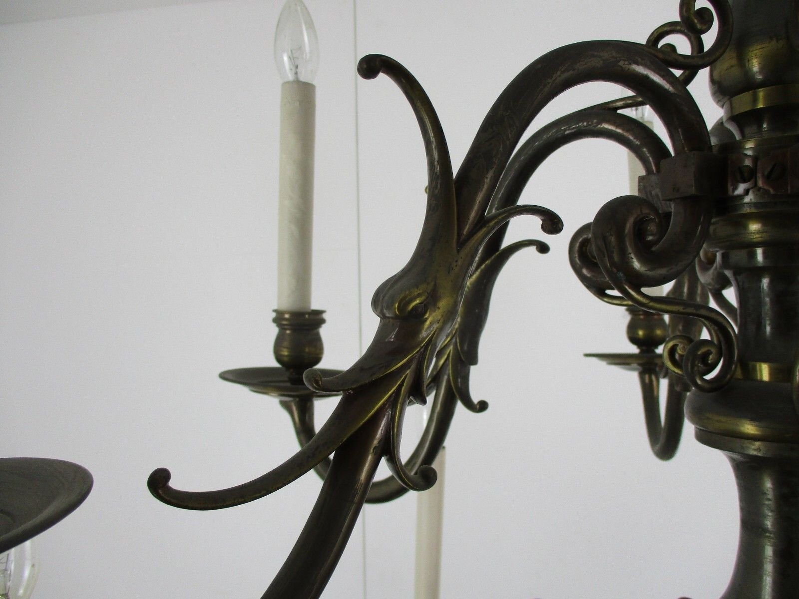 Huge  3 Tier Flemish Dutch Chandelier 18 Arms Lights Brass Bronze Ducks Wow photo buy