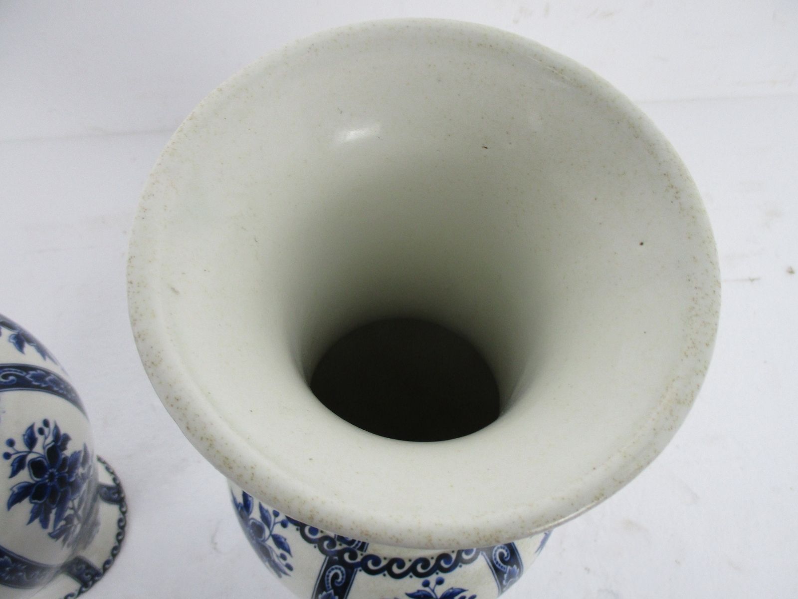 Pair Couple Trumpet Vases Delft Holland Blue White Porcelain Marked Hand Painted photo for sale