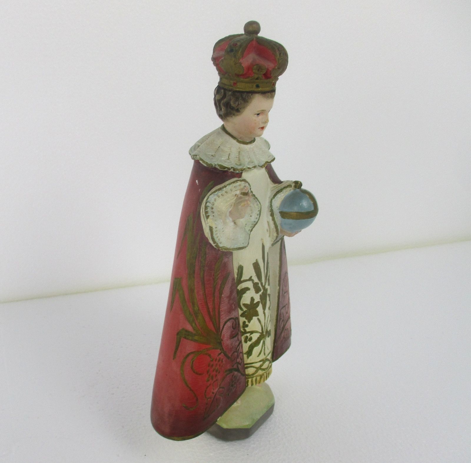 Statue Infant Of Prague Infant Jesus Santo Nino Plaster Collector 30s 12.99&Quot photo for sale