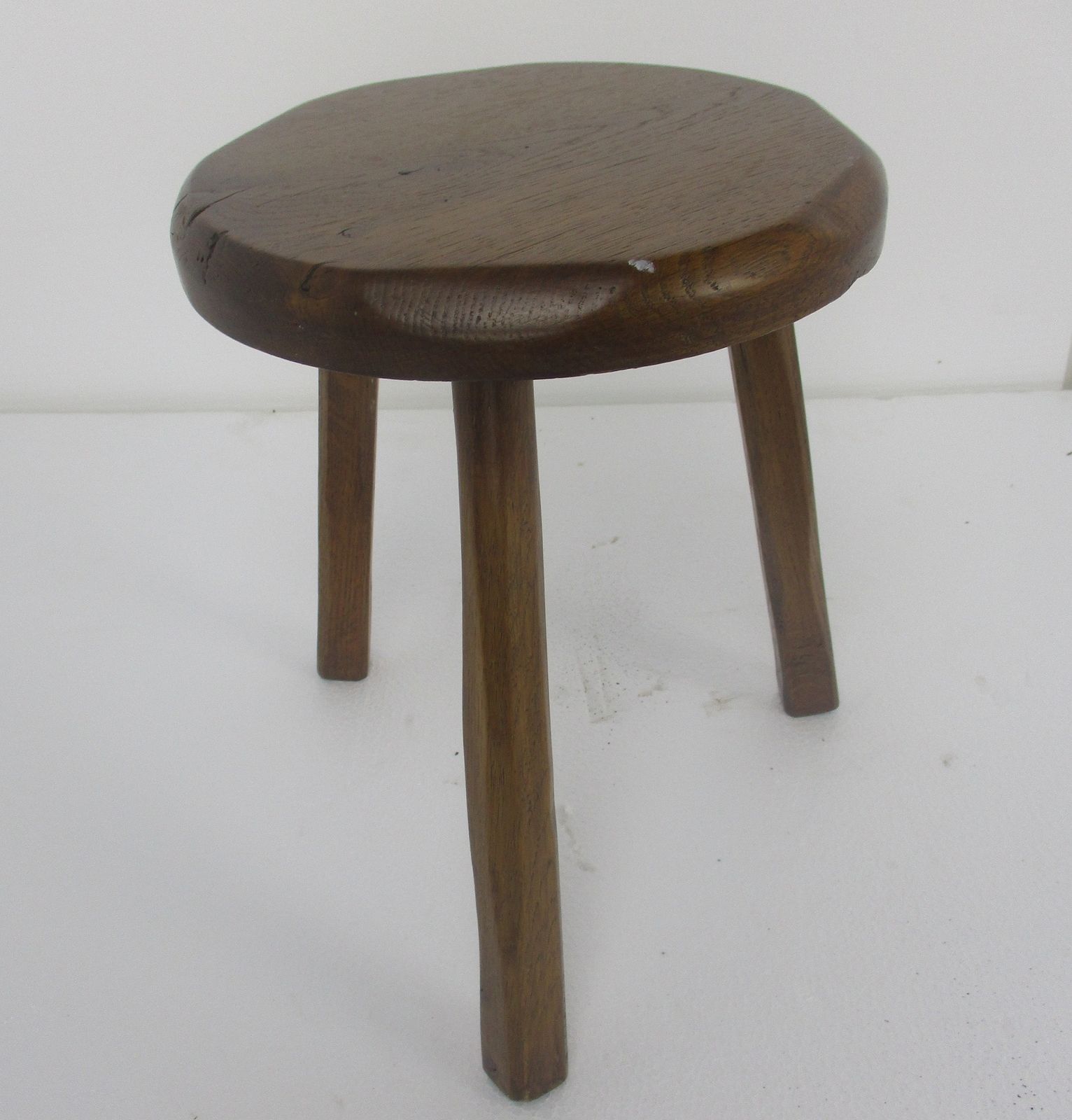 Antique  Hand Carved Wood Tripod Milking Stool Pedestal Table Pedestal Barn Styl photo for sale