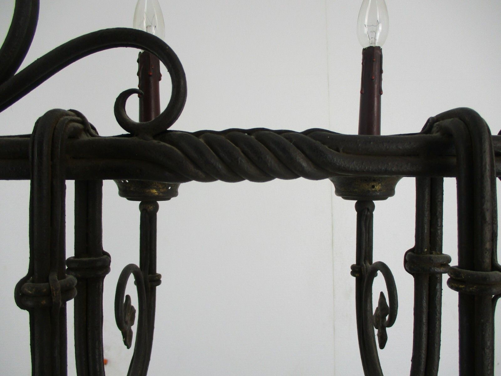 Lighting Gothic Wrought Iron French 19th Century  10 Lights Arms Chandelier Lamp  Htf photo