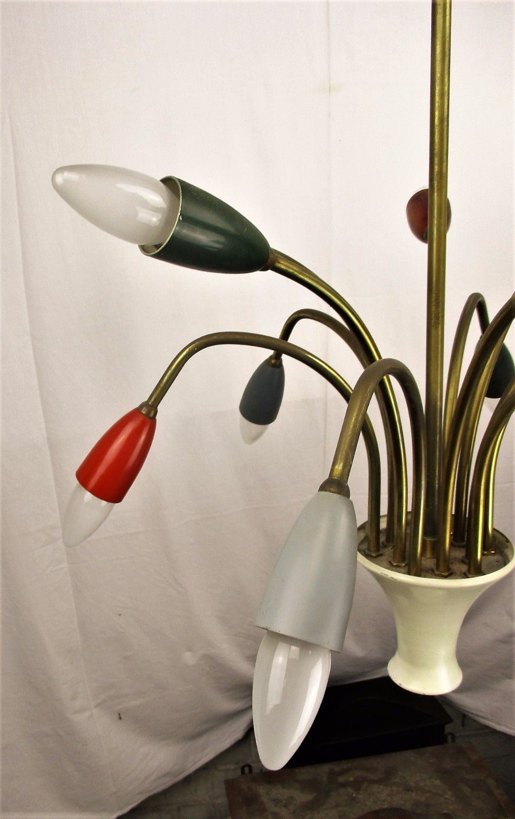 Lighting Italian 12 Arm Light Spider Sputnik Atomic Chandelier Metal Shades Era Stilnovo photo
