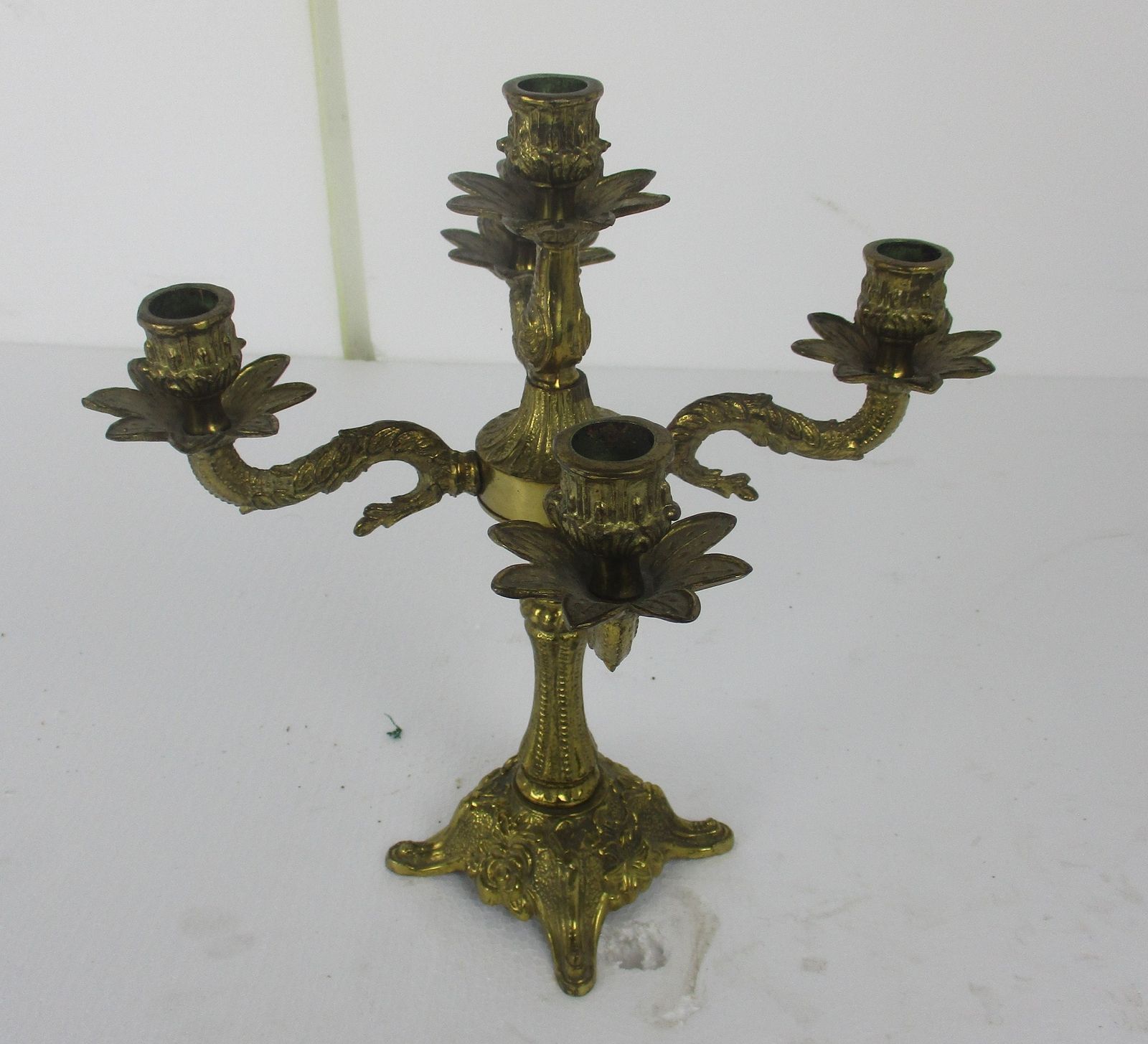 Gorgeous Brass Ornate Embossed Candle Holder Stick Candelabra 5 Arm photo 142.0