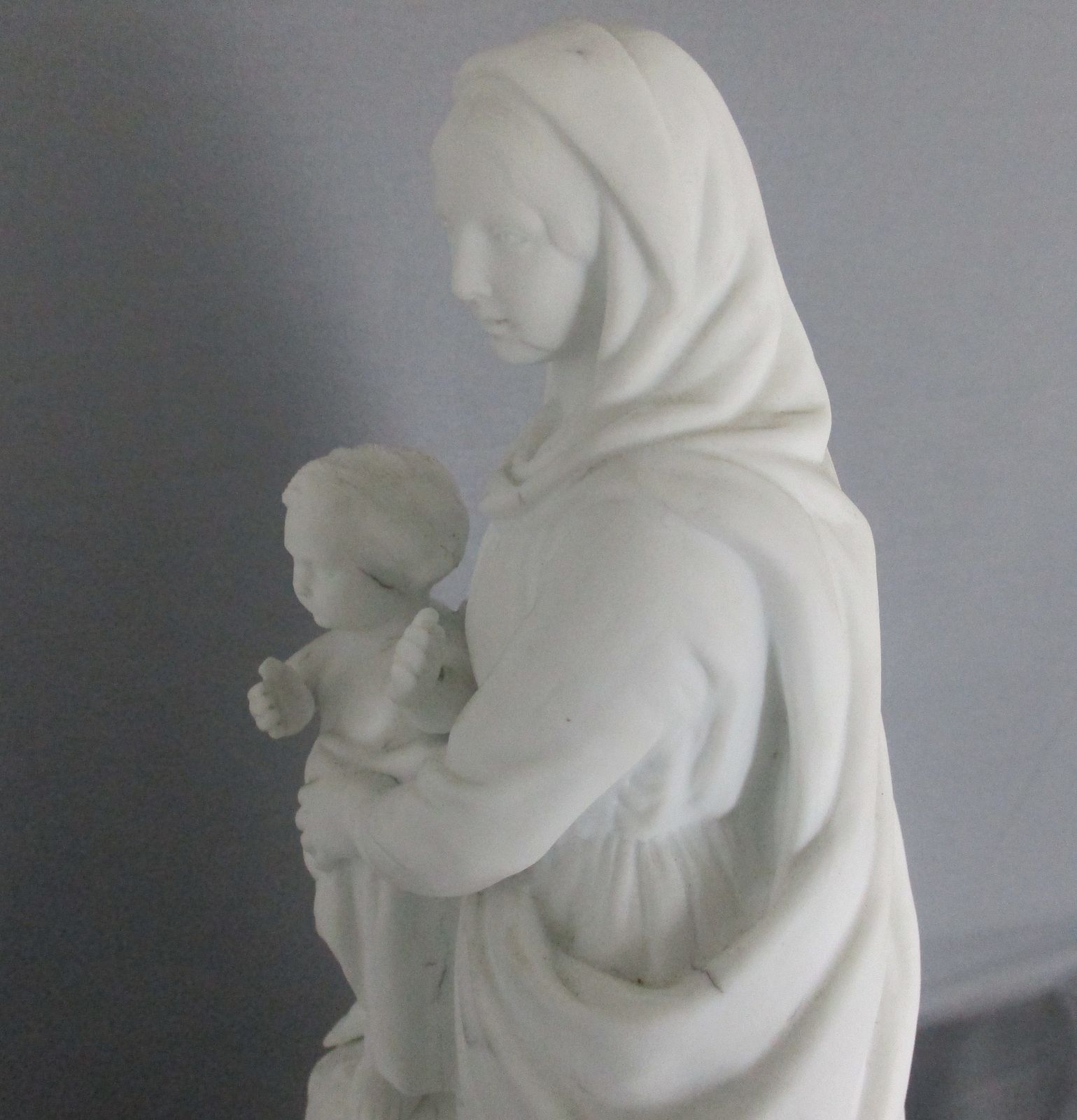 Antique 1900 Bisque Statue Virgin Mary Our Lady Victoire Madonna Infant Jesus  1 photo buy