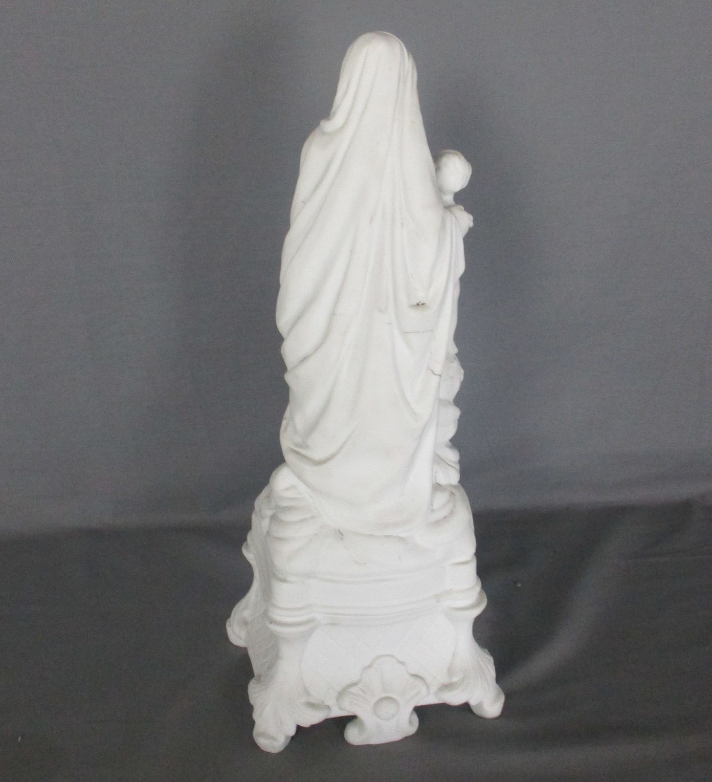 Antique 1900 Bisque Statue Virgin Mary Our Lady Victoire Madonna Infant Jesus  1 photo vintage