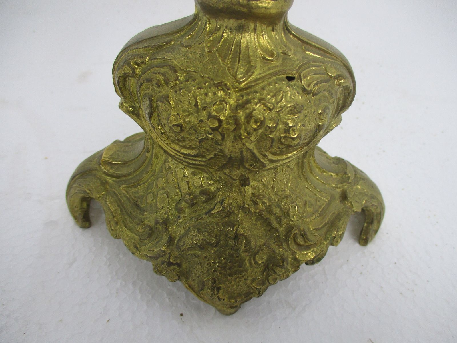 Gorgeous Brass Ornate Embossed Candle Holder Stick Candelabra 5 Arm Flowers Love photo for sale