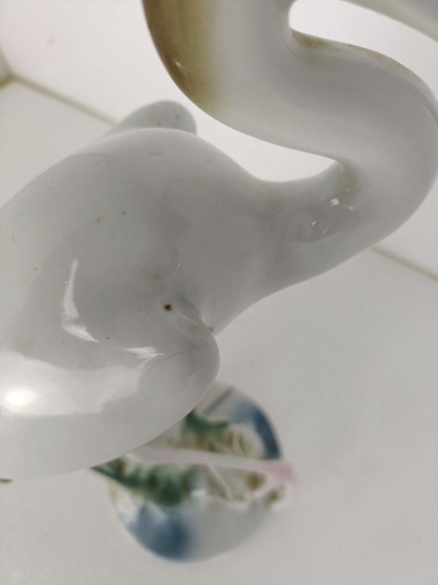 Large Porcelain Figure Heron, Crane By Porfin Cluj Napoca, Iris Mid Century Vint photo Art