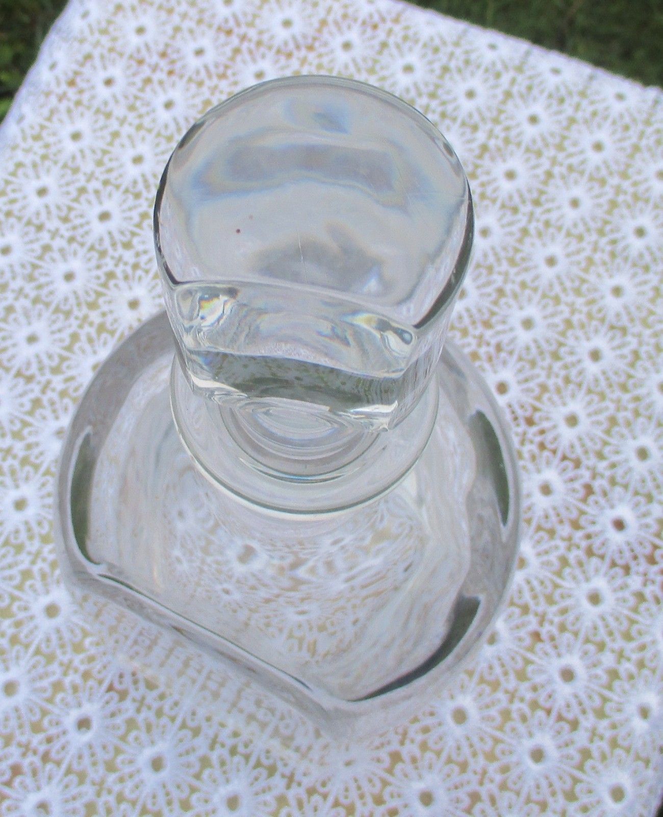 Gorgeous Clear Heavy  Glass Decanter Stopper Unusual Form photo for sale