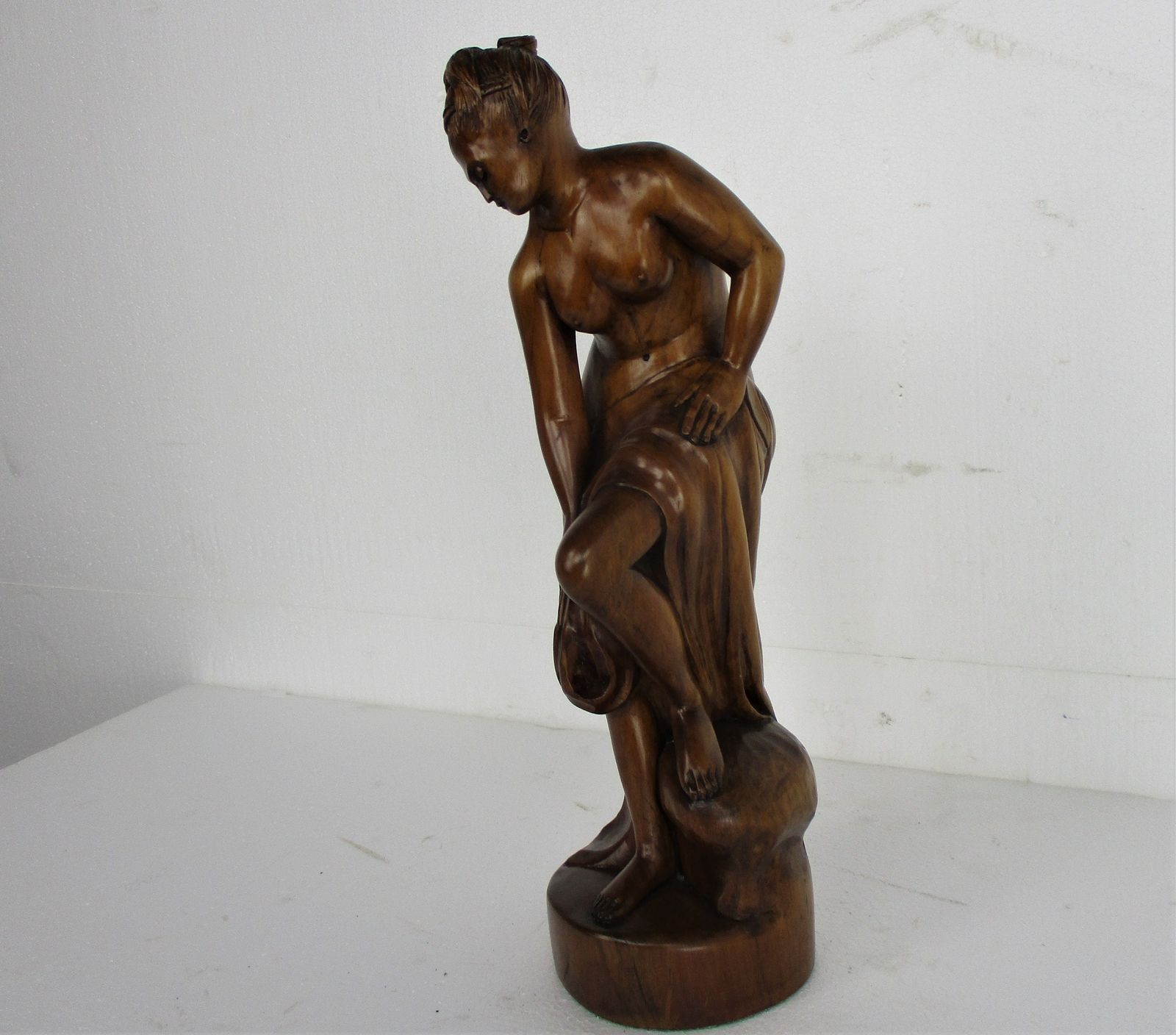 L Hand Carved Wood Statue Lady Nude Signed De Hondt Willy Piece Of Art Figure photo Art