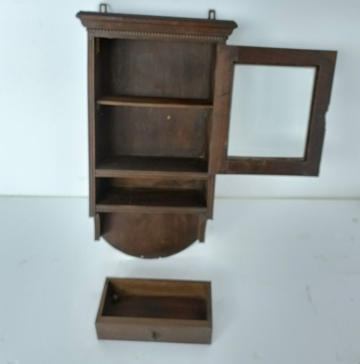 photo furniture Display Medicine Apothecary Cabinet Hobnails Barn Style Bathroom Kitchen Gorgeou