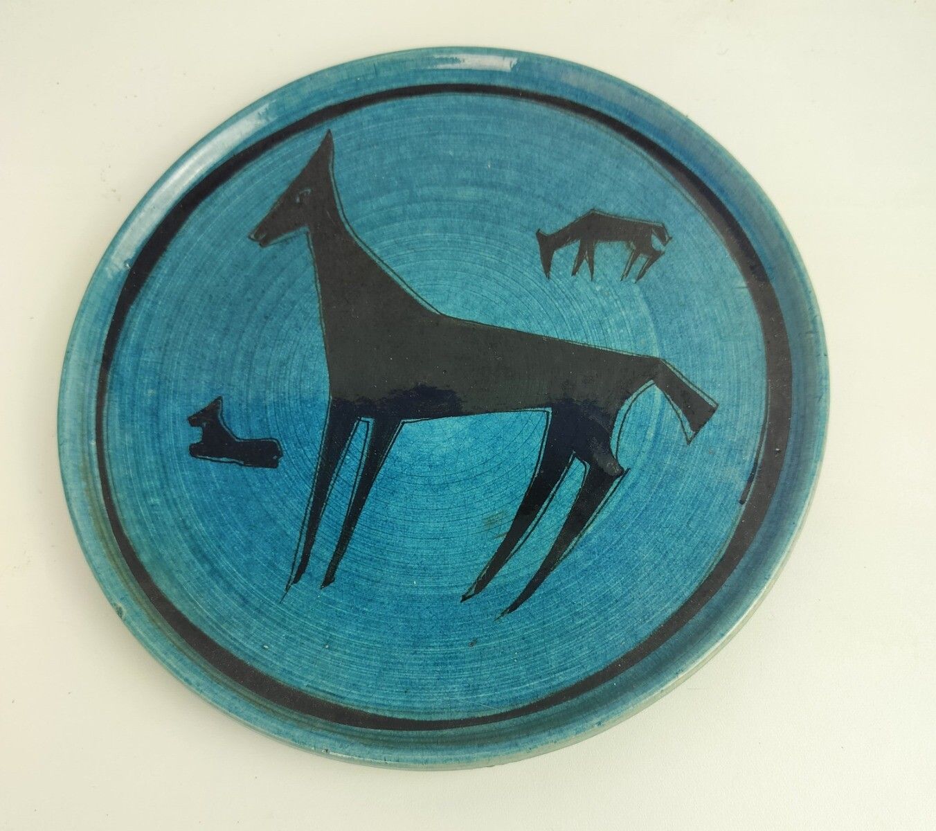 Art Deco Hand Painted Charger Decorative Plate Cateau Style Dog Wall Hanging photo furniture