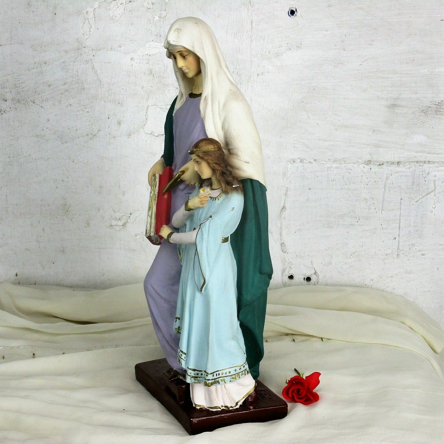 L Statue Saint Anne Virgin Mary As A Child Reading Old Testament Polychrome Htf photo buy