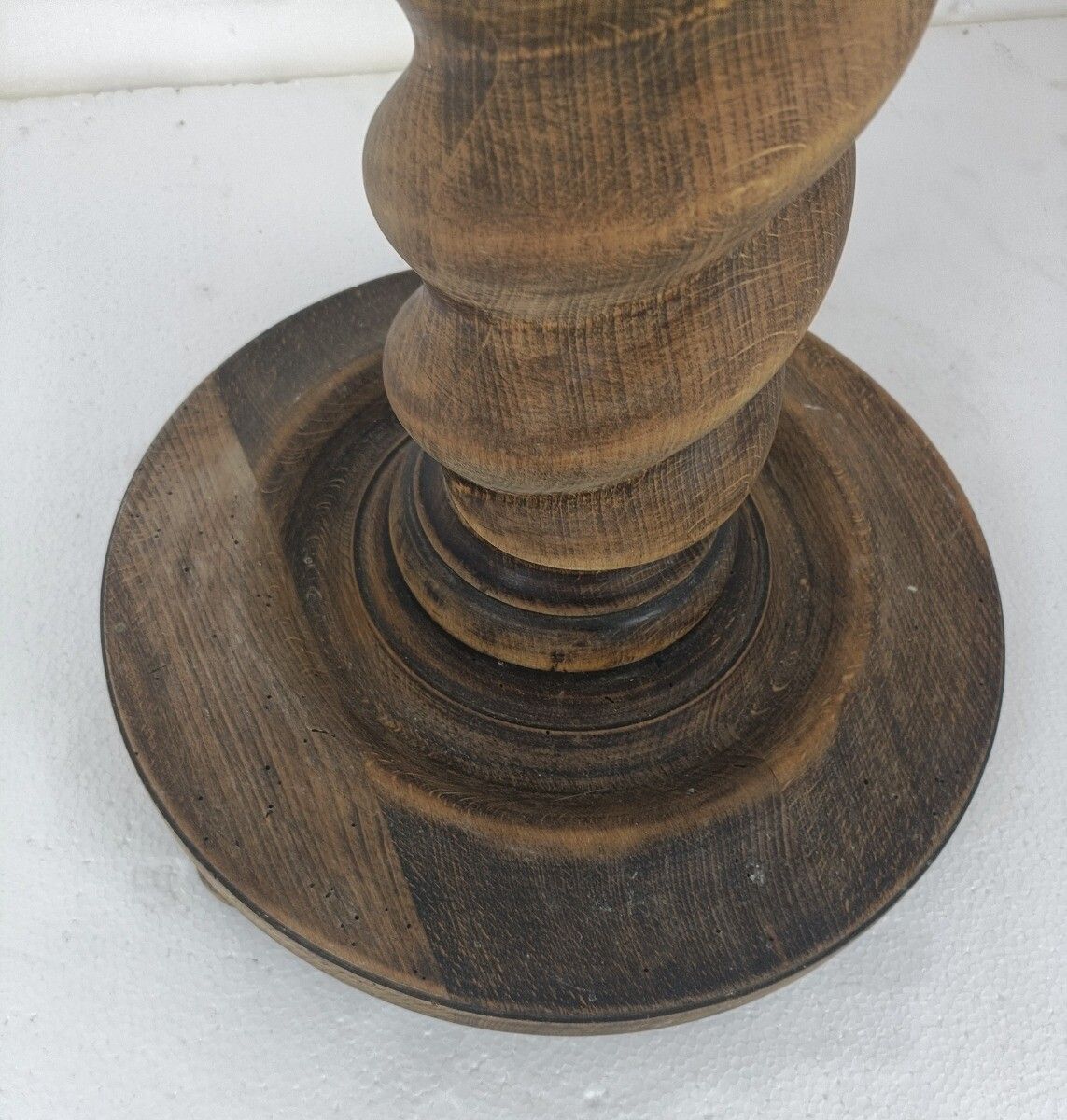 Impressive Large Pedestal Barley Twist Hand Carved Wood 50s Barn Country Style W photo 728.0