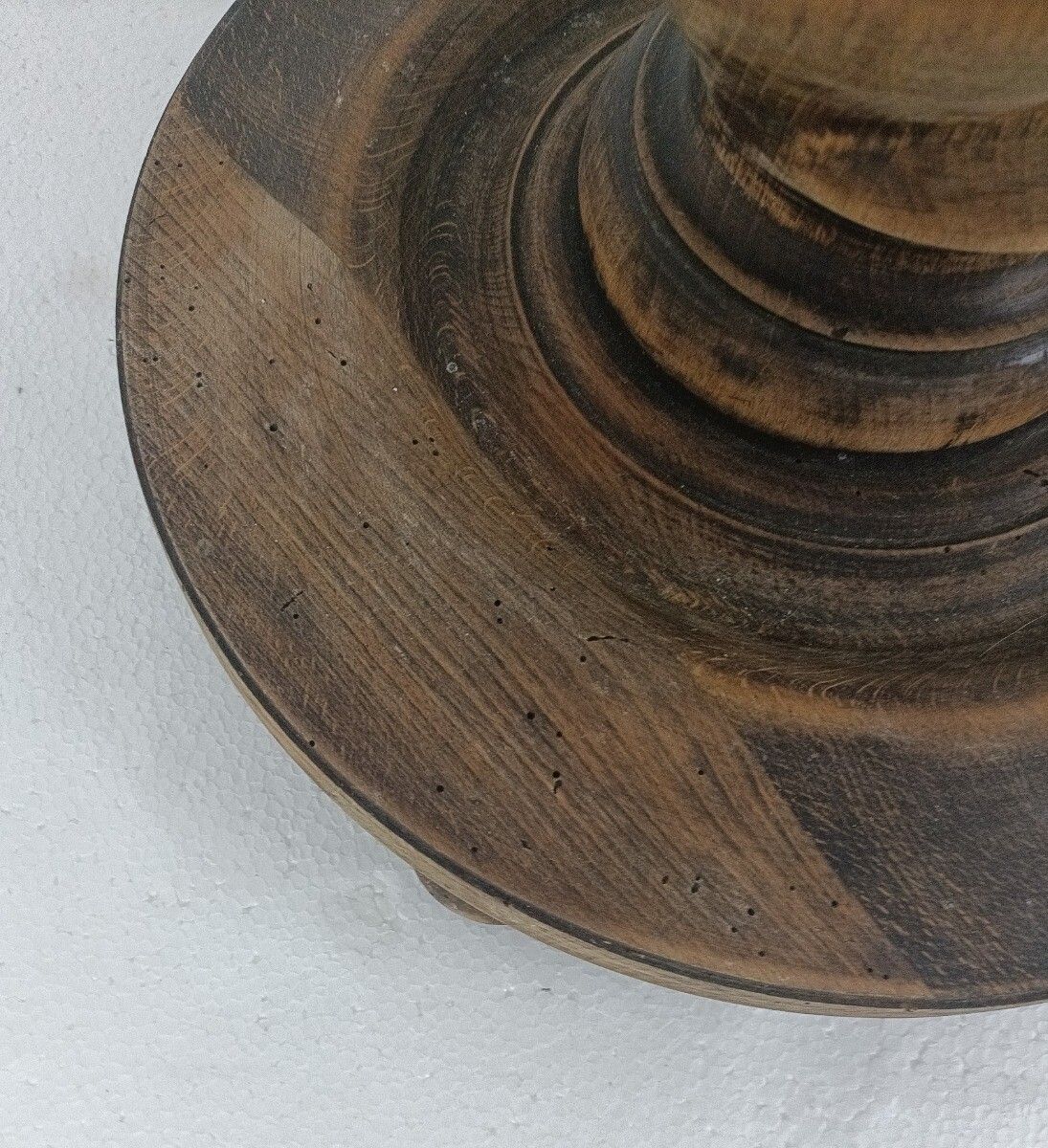 Impressive Large Pedestal Barley Twist Hand Carved Wood 50s Barn Country Style W photo vinterior