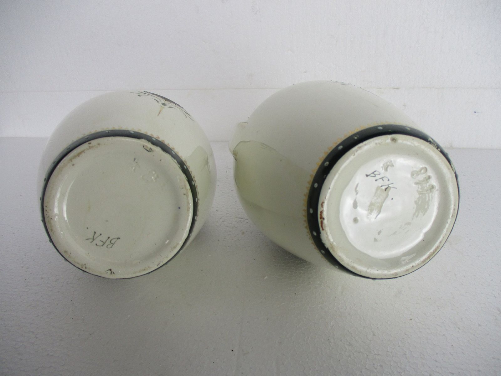 photo for sale Couple Vases Handles Porcelain Enamel Boch Freres Keramis Bfk Gorgeous Rare Coll
