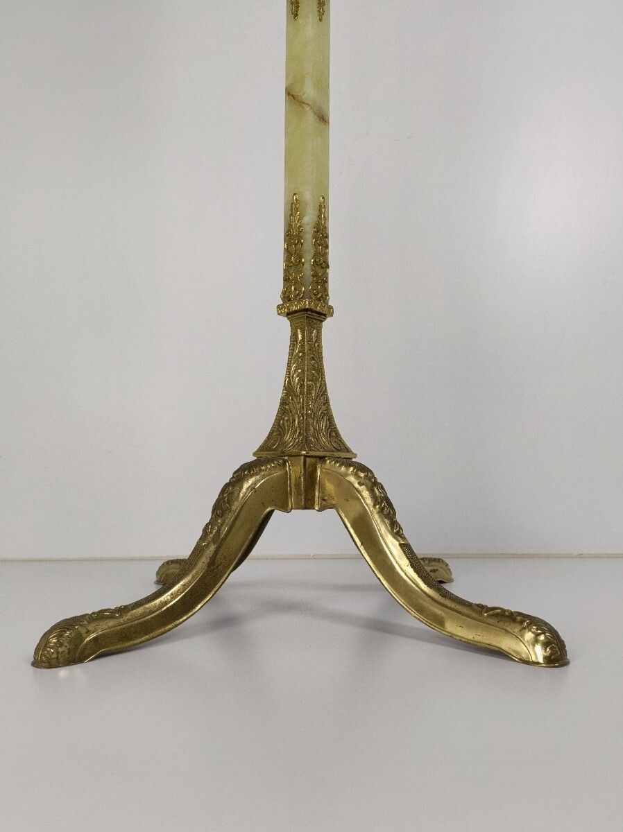Mid Century Modern Onyx Marble Brass Hall Tree Coat Hat Rack Eyecatcher Hollywoo photo for sale