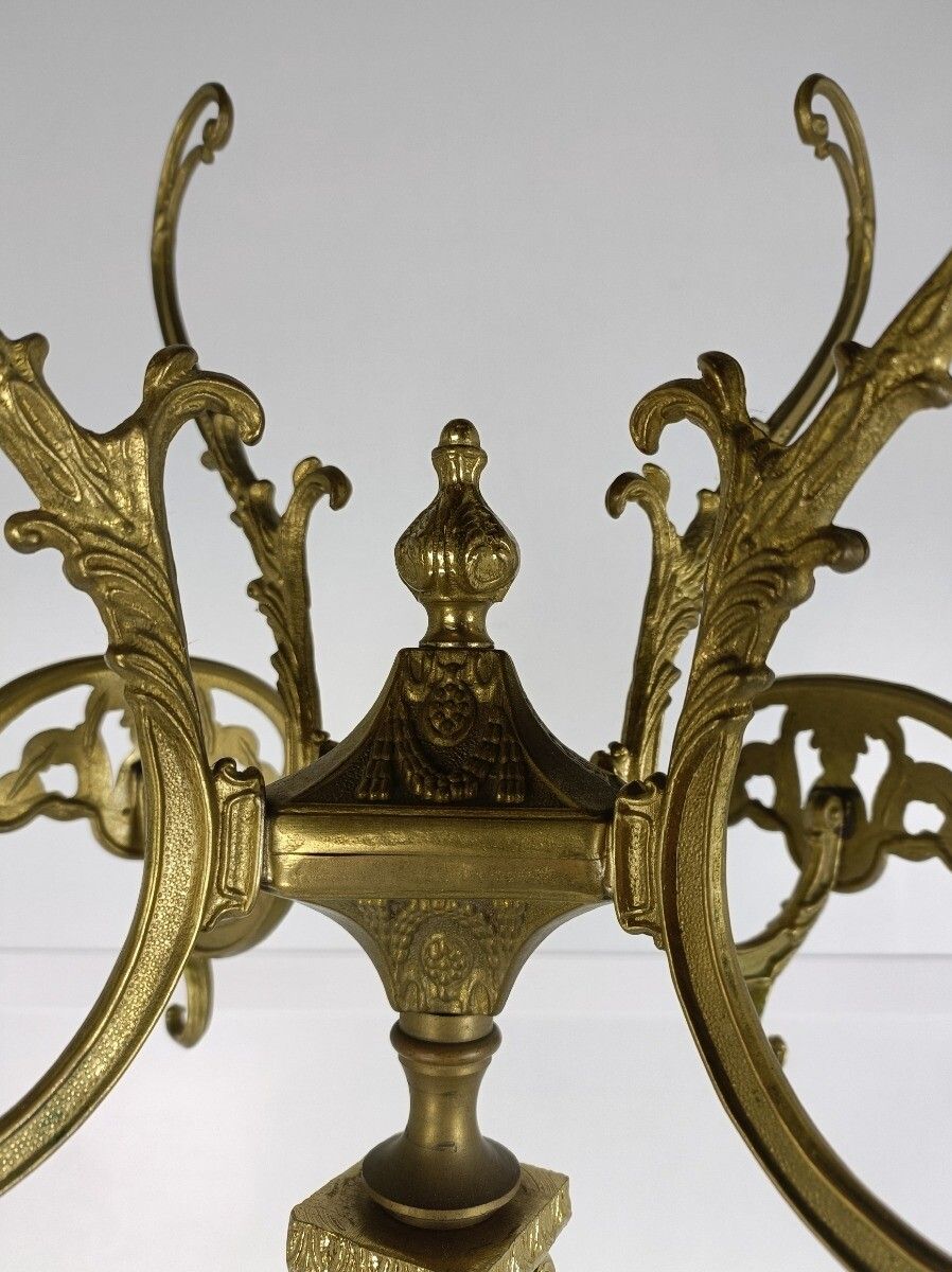 photo for sale Mid Century Modern Onyx Marble Brass Hall Tree Coat Hat Rack Eyecatcher Hollywoo