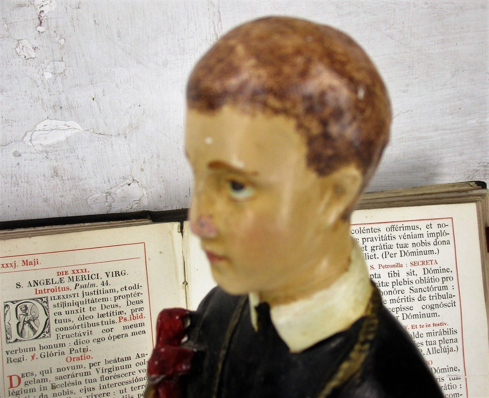 Antique Statue Saint Santo Gerard Santo Majella Dragon Plaster Priest Gothic photo buy