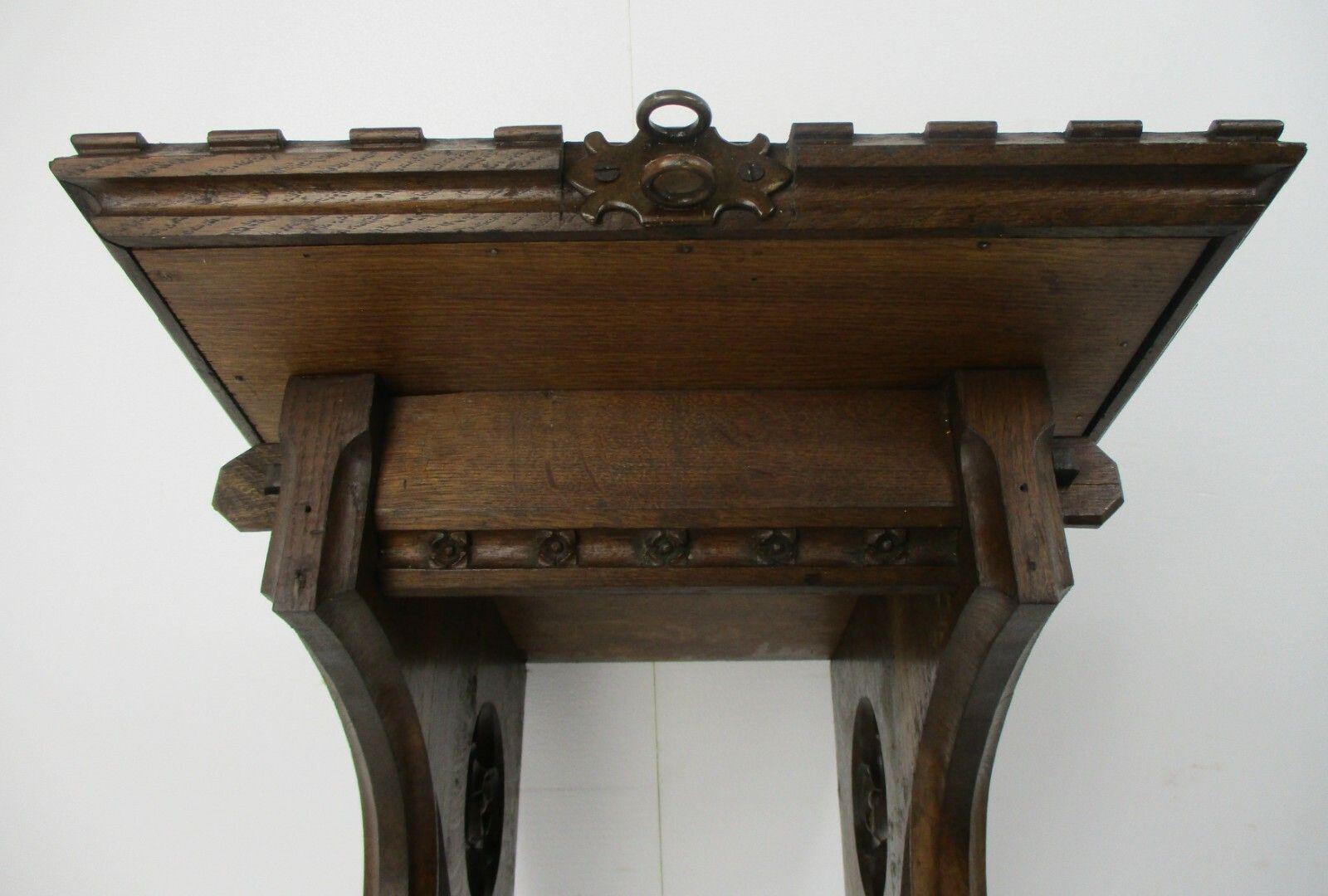 Antique Gothic  Hand Carved French Oak Wall Hall Console Table 19th Century Wow photo furniture