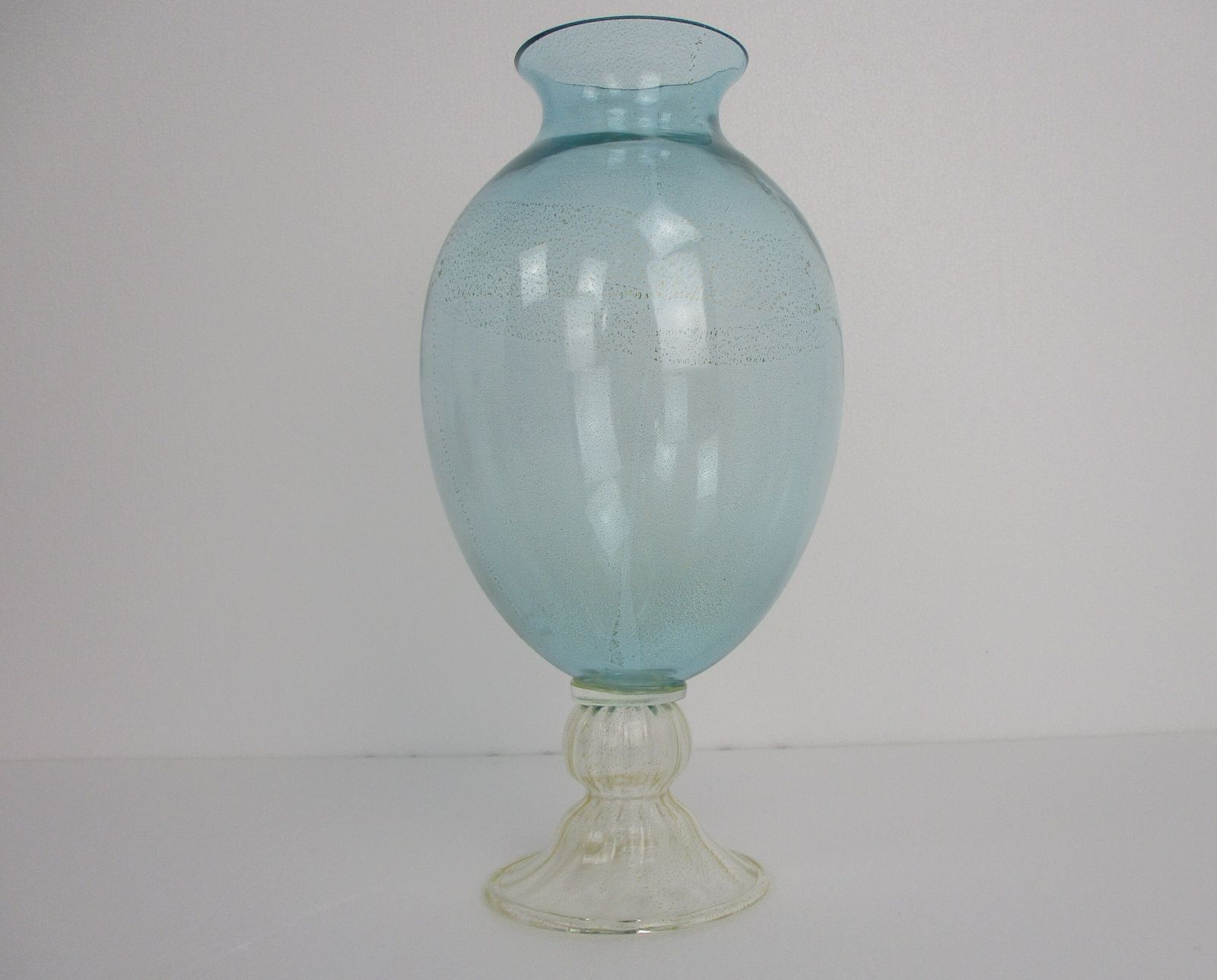 Vintage Venice  Art Glass Italian Murano Vase  Linea Padovan Signed Light Blue W