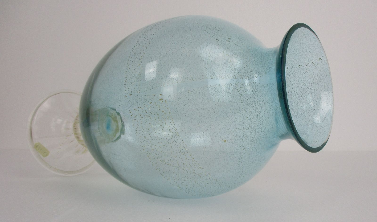Vintage Venice  Art Glass Italian Murano Vase  Linea Padovan Signed Light Blue W photo for sale