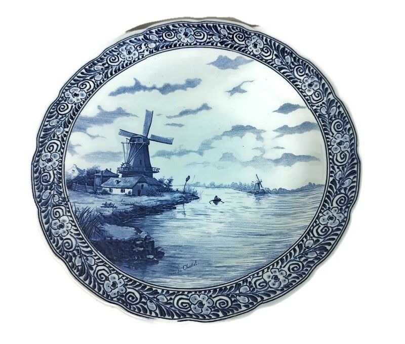 Boch Delft Blue Hand Painted Wall Charger Plate Blue White Royal Sphinx Maastric
