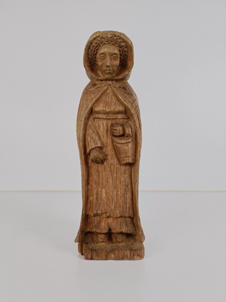 Hand Carved Wooden Statue Figurine Old  Lady Bruges  Sculpture Antique photo furniture