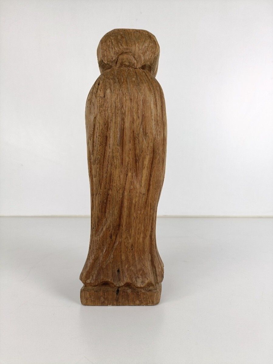 Hand Carved Wooden Statue Figurine Old  Lady Bruges  Sculpture Antique photo 121.0