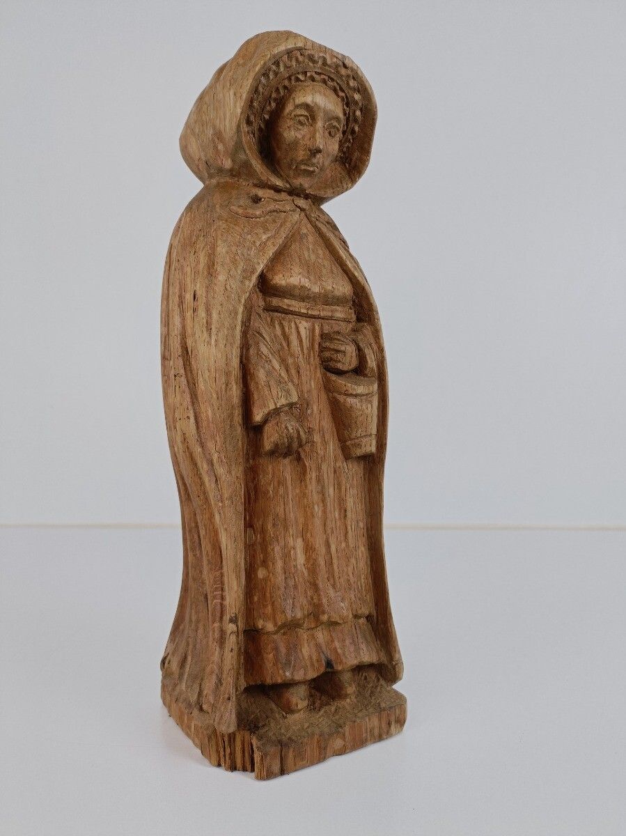 Hand Carved Wooden Statue Figurine Old  Lady Bruges  Sculpture Antique photo buy