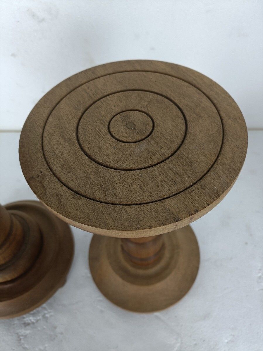 Set Of 4 Hand Carved Wooden Pedestals Plant Stands Side Tables Vintage photo buy