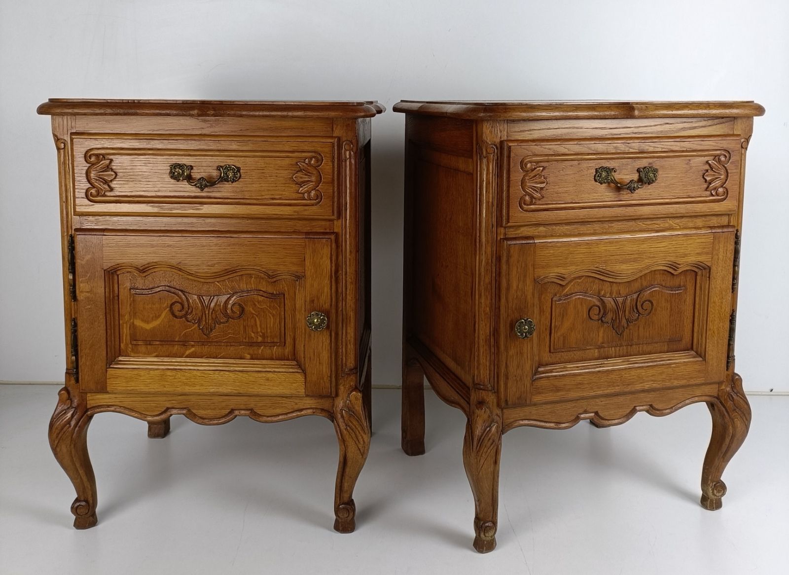 Pair Of Nightstands End Tables Cabinets Louis XV Style Bedroom Cabinets Wood Gor photo for sale