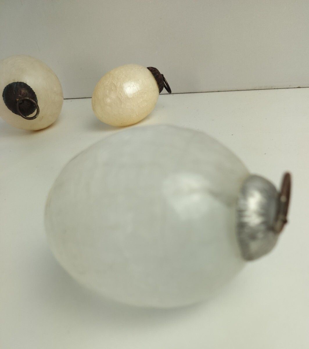 Set Of 4 Antique Christmass Balls Kugels Crackled Glass Ornaments photo for sale