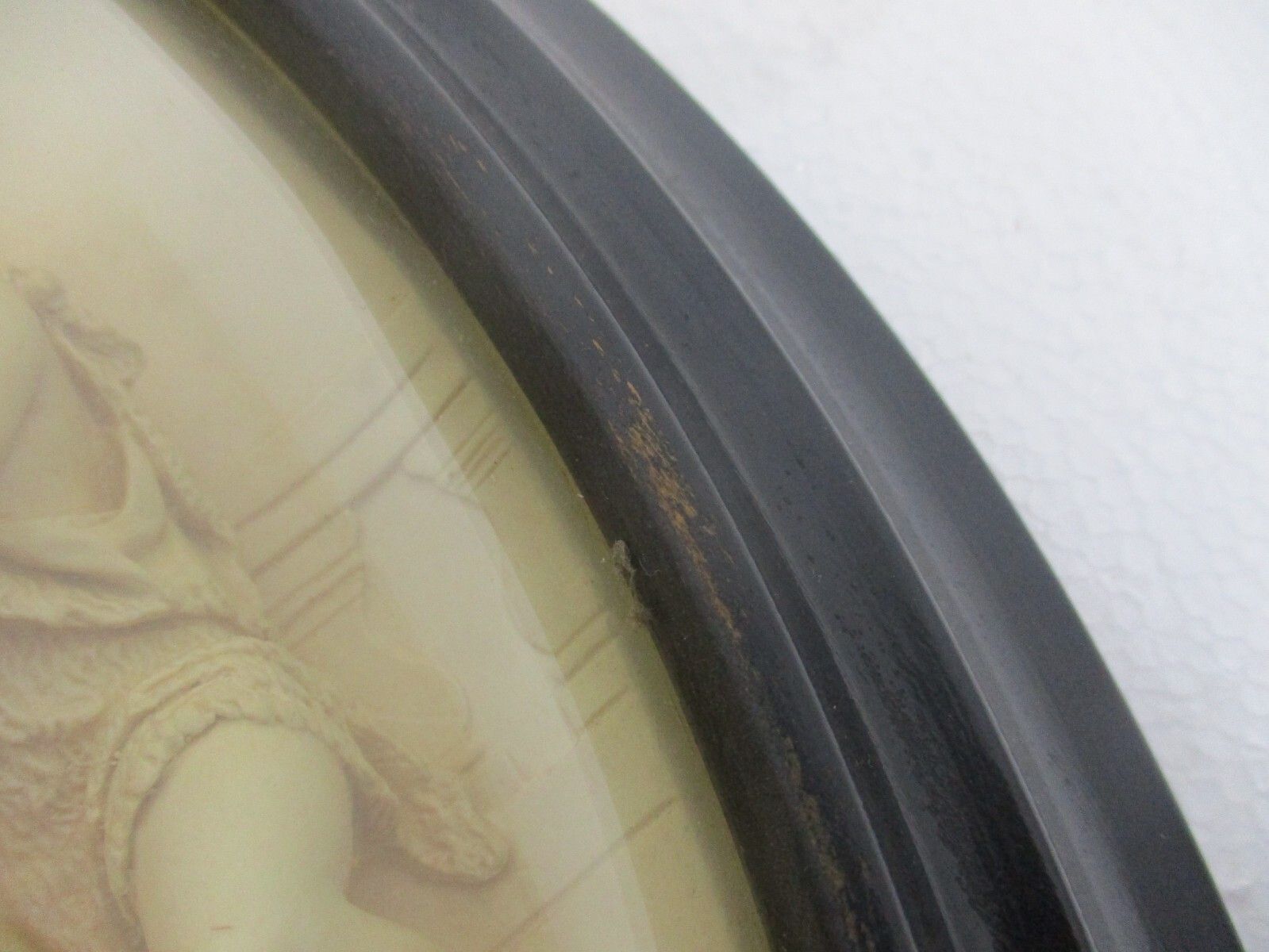 Antique Ornate Frame  Convex Glass Dome Wood  Our Lady Della Sedia Htf Collector photo vinterior