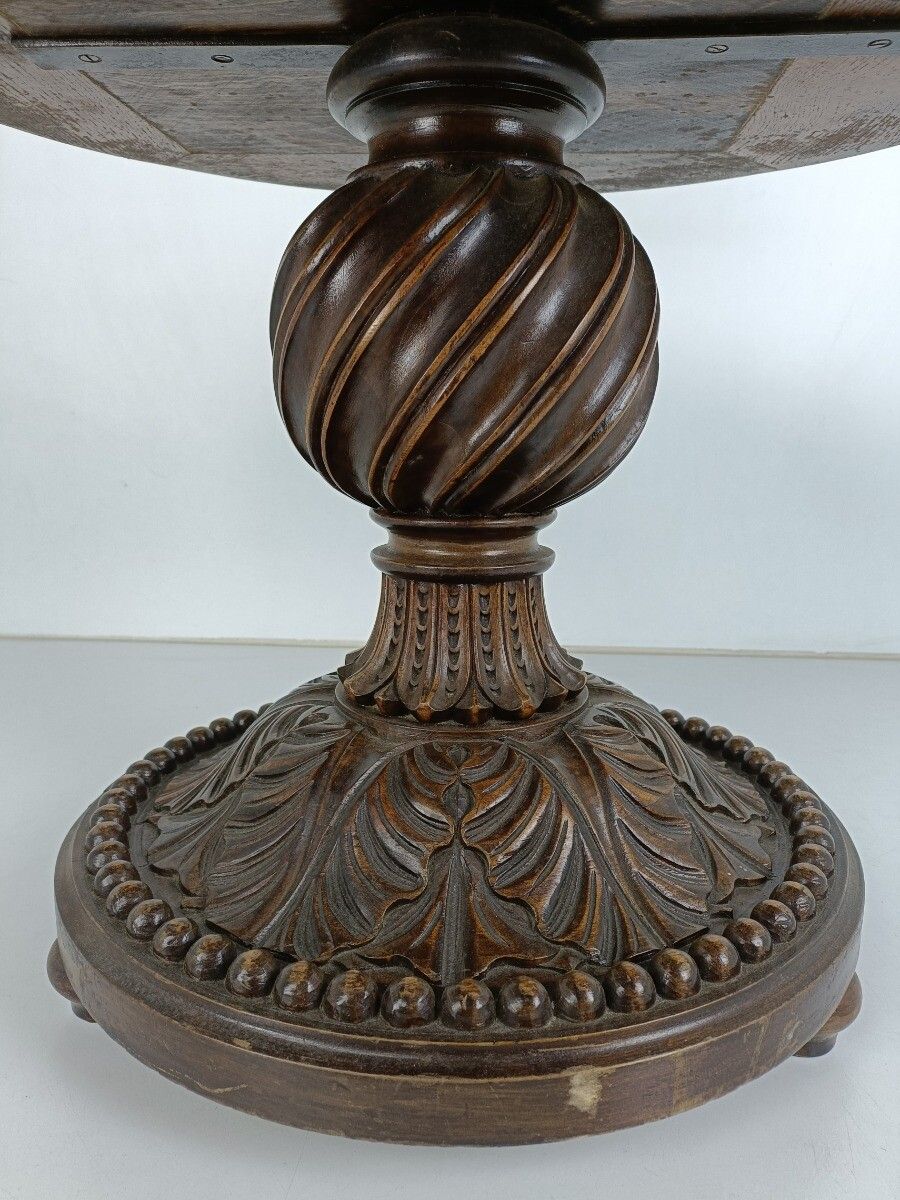 Stunning Ornate Hand Carved Wooden Side Coffee Table With Glass Top photo 768.0