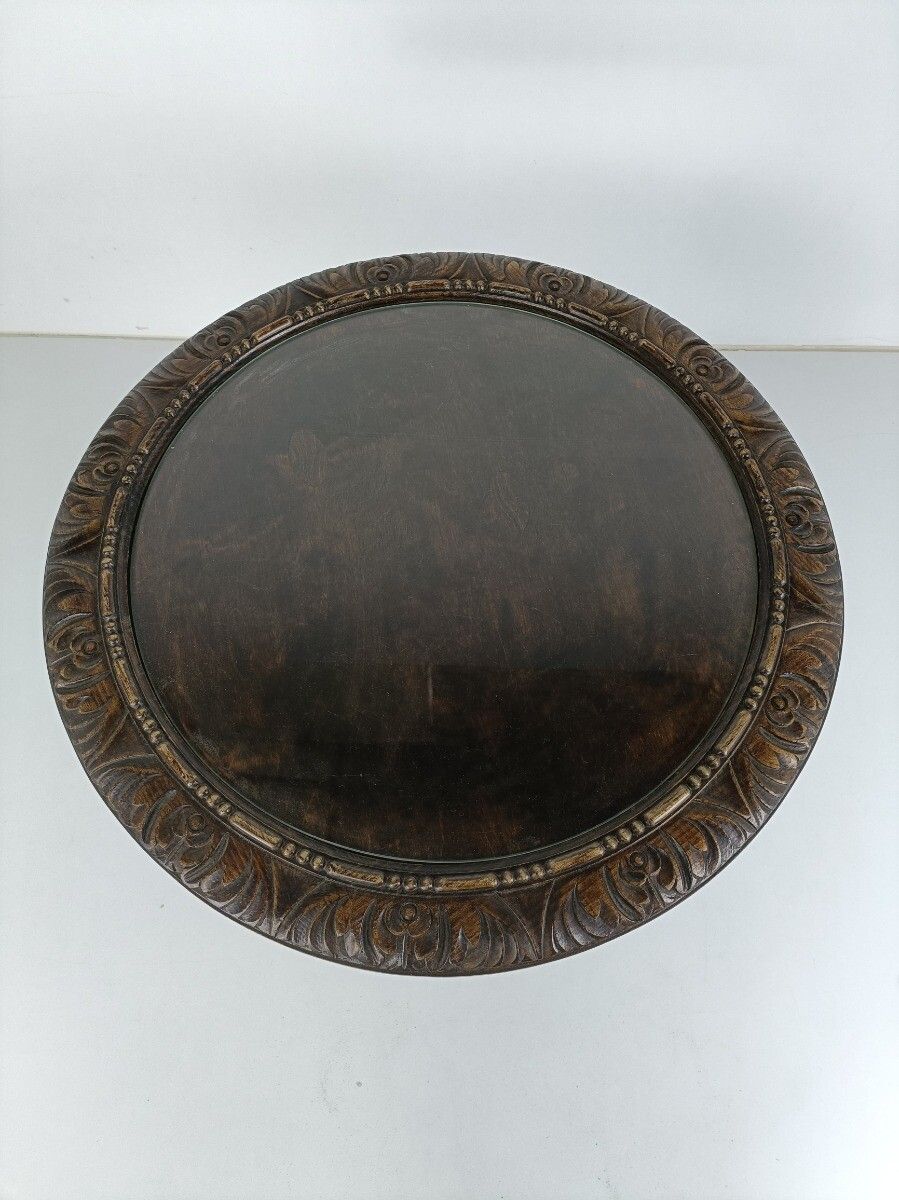 Stunning Ornate Hand Carved Wooden Side Coffee Table With Glass Top photo buy
