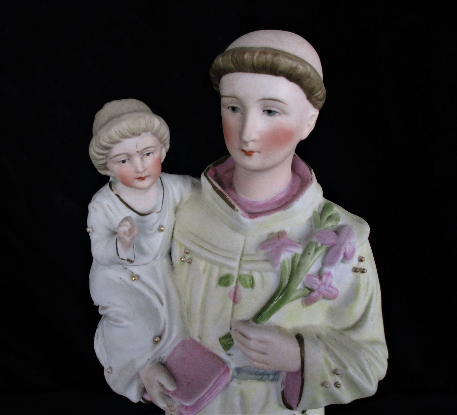 Antique Saint Anthony Padua Infant Child Statue Figurine Finder Lost Articles Po photo furniture