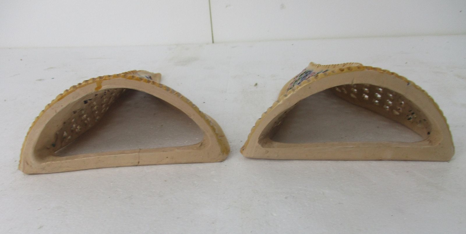 Couple Of Ceramic Wall Hangings Planters Polychrome Hand Made Italian Style Love photo buy