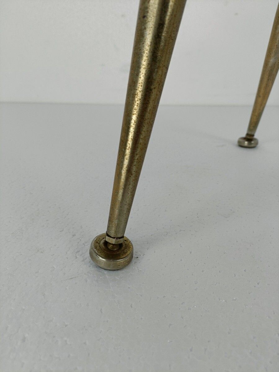 Retro Red Plush Stool Chair Retro Metal Tripod Legs Mid Century Design Brass Fun photo Furniture