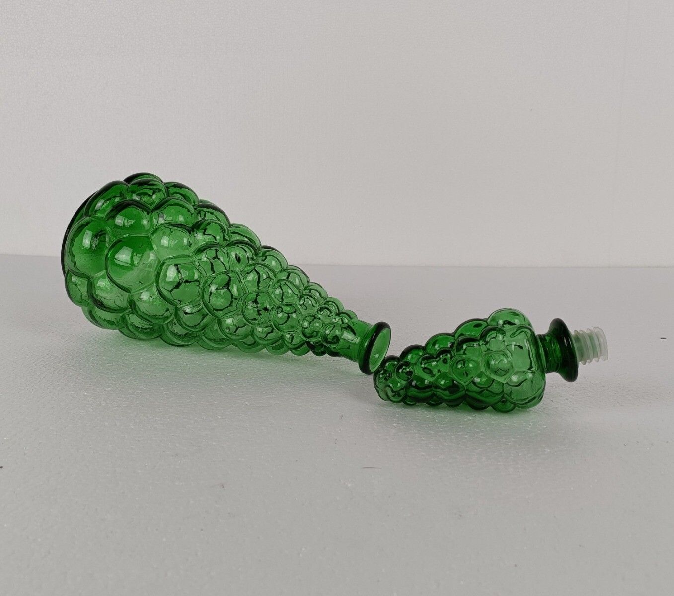 Vintage Art Bubbled Glass Green Empoli Bottle Italian Funky Pop Art Retro photo for sale