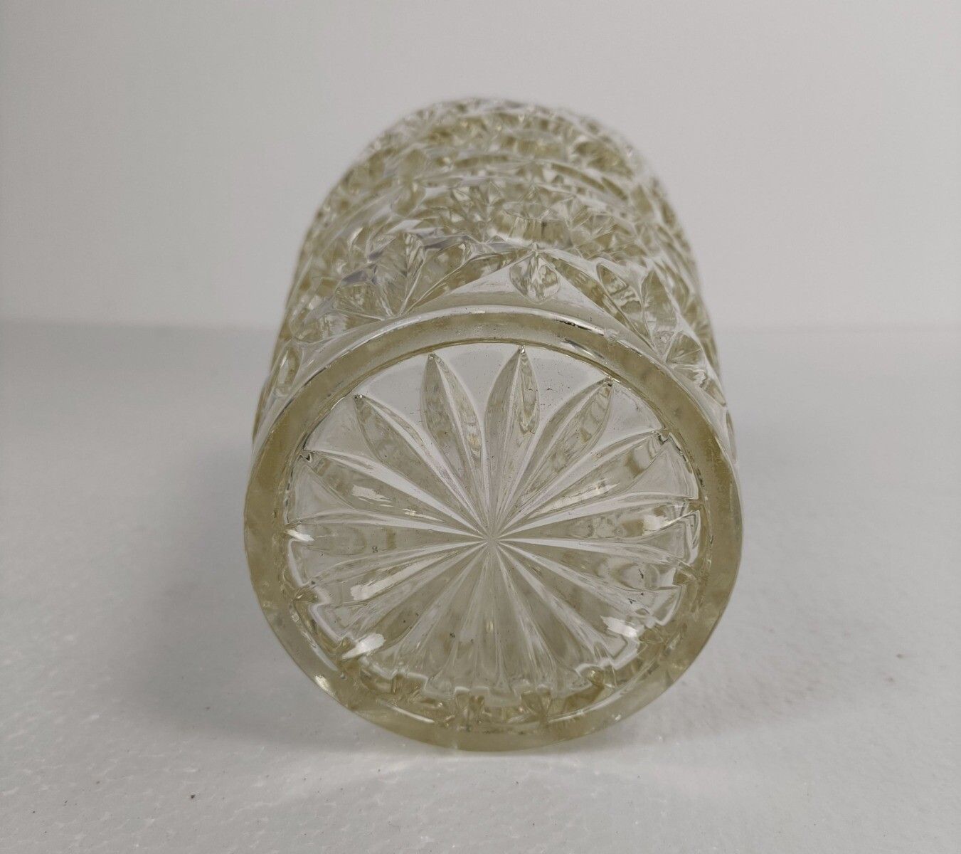 Art Glass Crystal Vase Val St Lambert Style  Clear Almost Yellow Crystal Cut photo 117.0