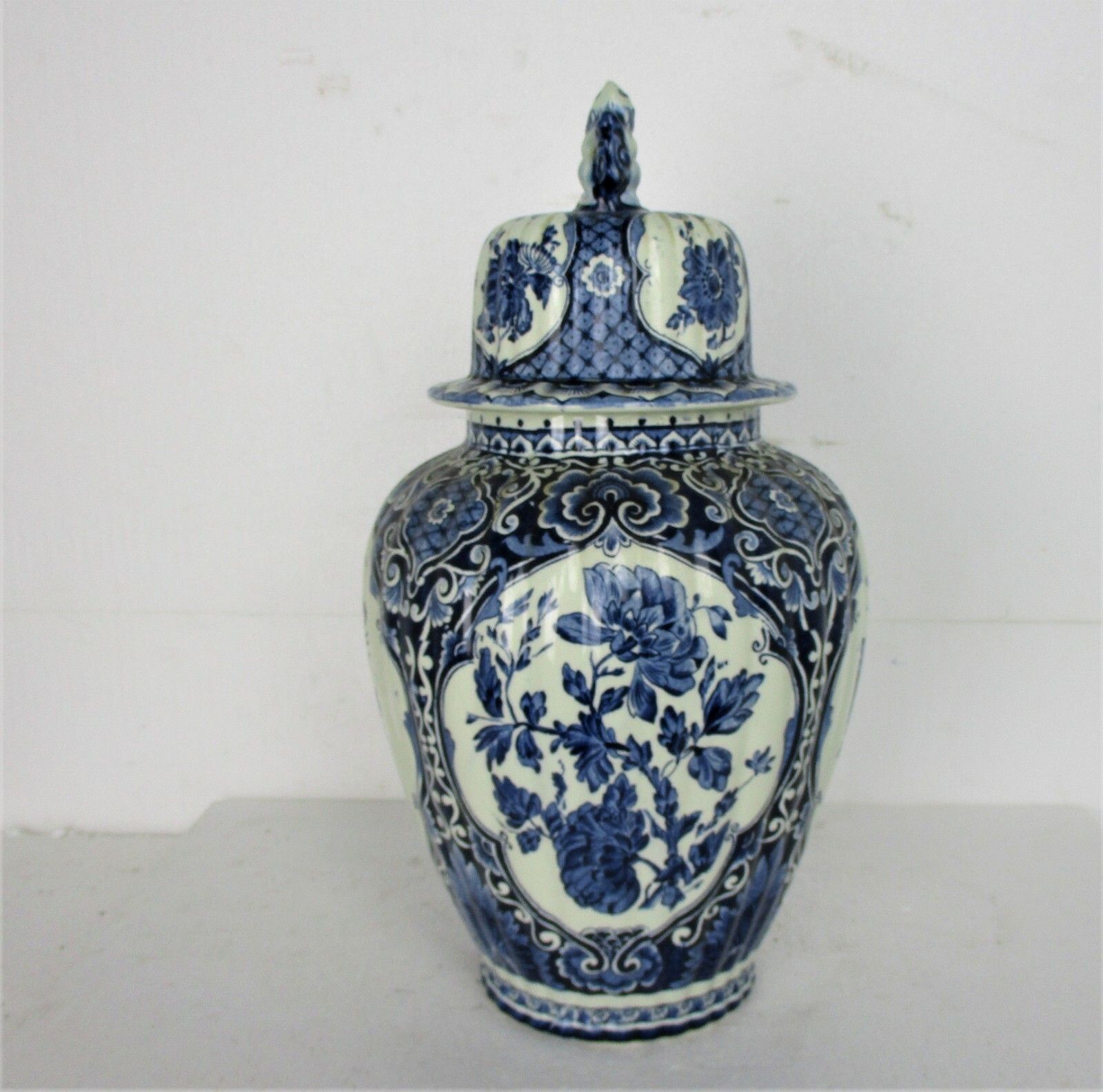 Large Royal Sphinx Maastricht Delft Vase Urn Marked Blue White Foo Dog 18.11" photo buy