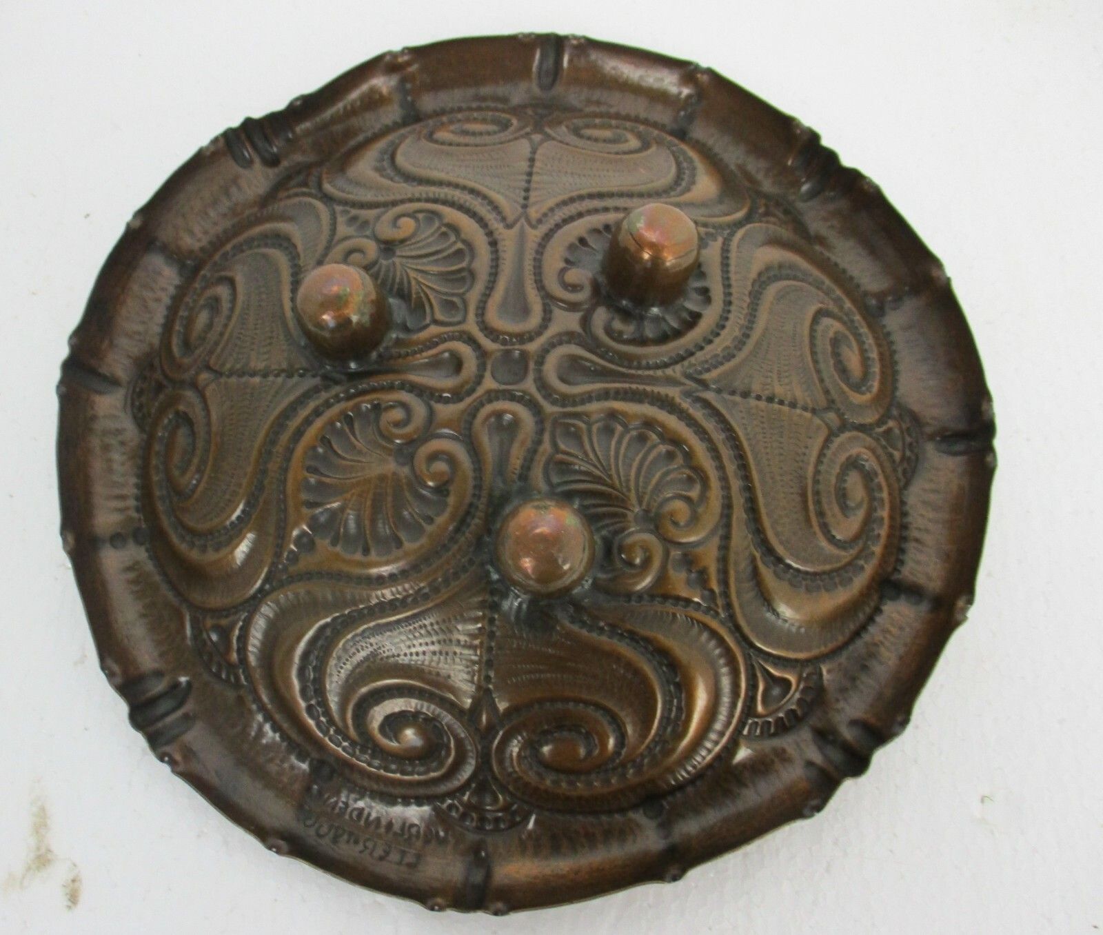 Art Piece Verlinden Lier Ornate Baptismal Dish Bowl Hammered  Brass  Signed Wow photo 130.0