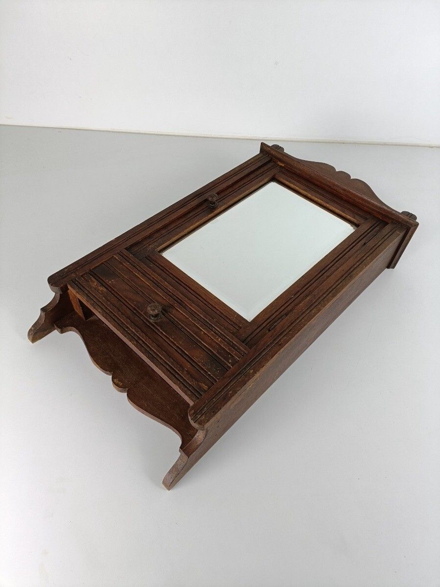 Apothecary Medicine Cabinet Vintage Wood Beveled Glass Kitchen Bathroom Barn Sty photo 384.0