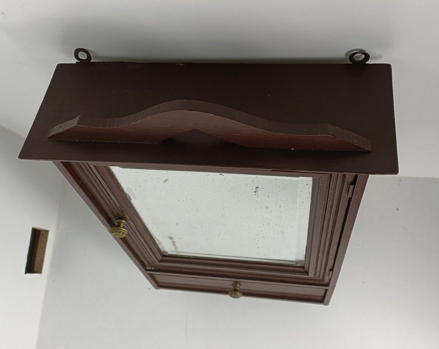 Antique Cabinet Medicine Apothecary Kitchen Bathroom Hanging Towel Hooks Beveled photo Furniture