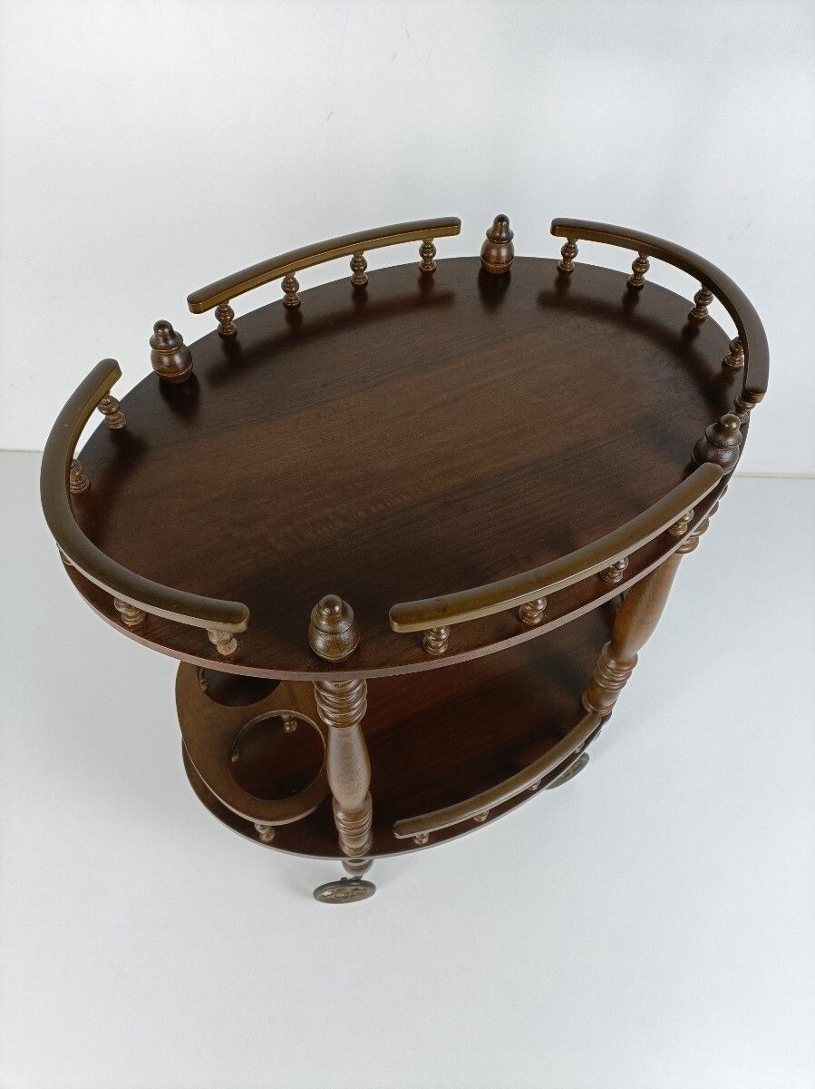 Bar Cocktail Tea Cart Trolley Mid Century Modern Kitchen Island Ornate Carved photo Furniture