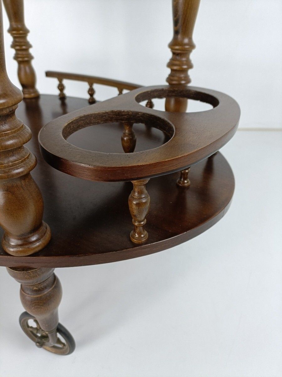 Bar Cocktail Tea Cart Trolley Mid Century Modern Kitchen Island Ornate Carved photo vintage