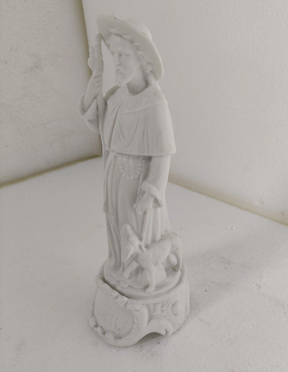 Statue Saint Roch Rocchus Rocco Bisque Porcelain Patron Of Dogs Bachelors Htf  C photo 244.0